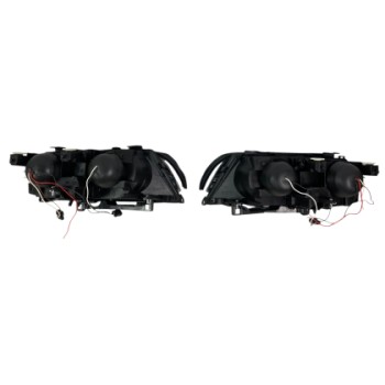 Φανάρια εμπρός BMW E46 sedan (1998-2001) - μαύρα με led angel eyes, χωρίς λάμπες (Η7) - σετ 2τμχ.