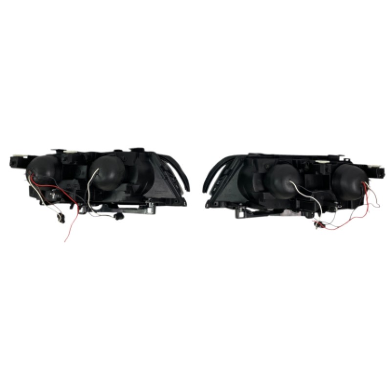 Φανάρια εμπρός BMW E46 sedan (1998-2001) - μαύρα με led angel eyes, χωρίς λάμπες (Η7) - σετ 2τμχ.