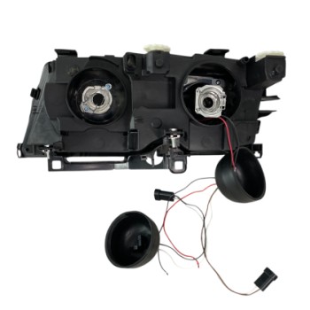 Φανάρια εμπρός BMW E46 sedan (1998-2001) - μαύρα με led angel eyes, χωρίς λάμπες (Η7) - σετ 2τμχ.