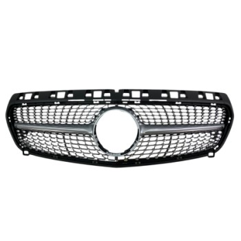 Μάσκα Mercedes W176 A-Class (2013-2015) - Diamond design, μάυρη με πλαίσιο χρωμίου Μάσκα Mercedes W176 A-Class (2013-2015) - Diamond design, μάυρη με πλαίσιο χρωμίου