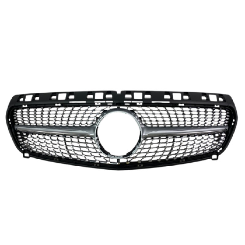 Μάσκα Mercedes W176 A-Class (2013-2015) - Diamond design, μάυρη με πλαίσιο χρωμίου