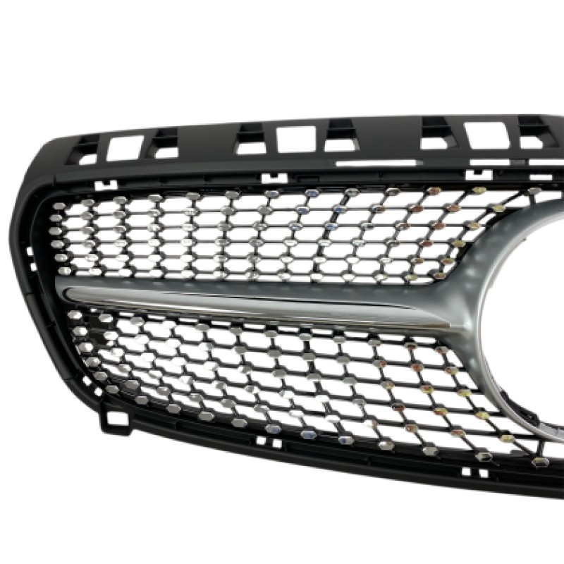 Μάσκα Mercedes W176 A-Class (2013-2015) - Diamond design, μάυρη με πλαίσιο χρωμίου