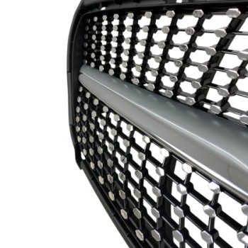 Μάσκα Mercedes W176 A-Class (2013-2015) - Diamond design, μάυρη με πλαίσιο χρωμίου Μάσκα Mercedes W176 A-Class (2013-2015) - Diamond design, μάυρη με πλαίσιο χρωμίου