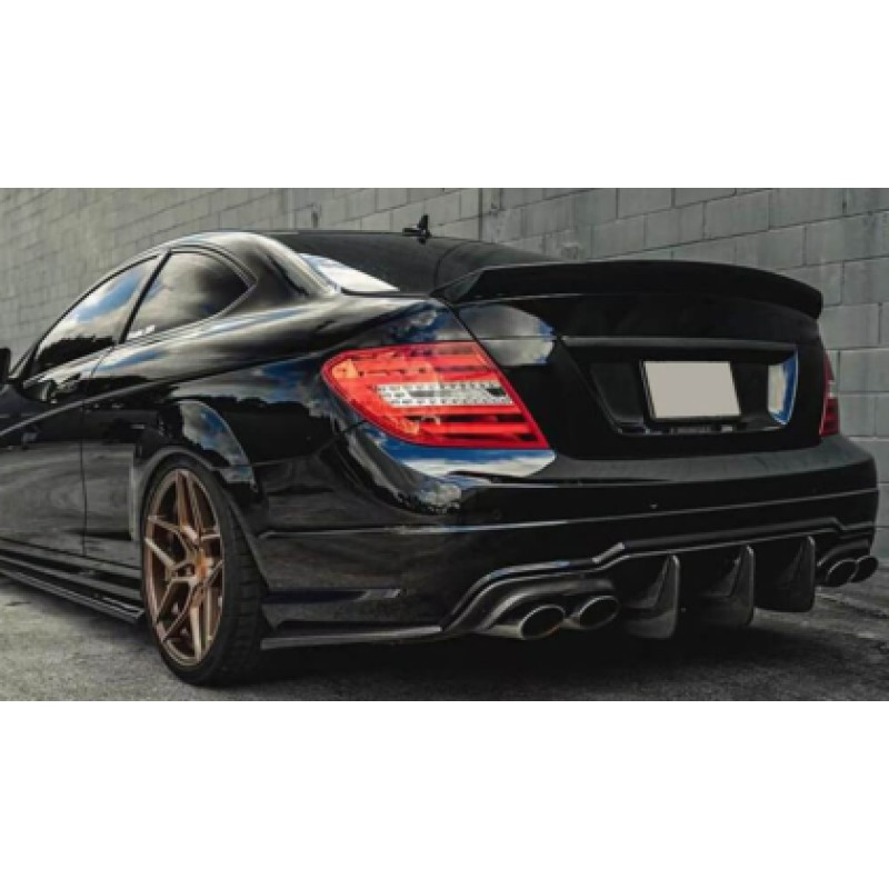 Diffuser Mercedes W204 C-Class (2007-2013) για C63 προφυλακτήρα AMG Style - μαύρο γυαλιστερό