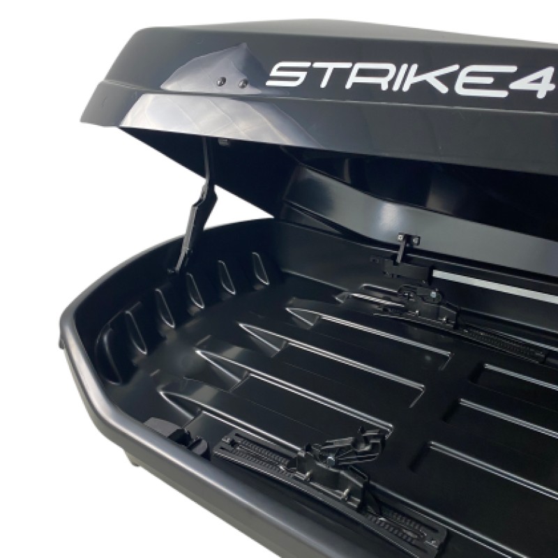 Μπαγκαζιέρα οροφής Junior Strike 199x84x41cm με διπλό άνοιγμα και κλειδί, 480 λίτρα - μαύρη γυαλιστερή