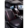 3D Δερμάτινα καλύμματα καθισμάτων Streetech Carbon - μαύρο χρώμα με κόκκινες ραφές
