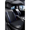 3D Δερμάτινα καλύμματα καθισμάτων Streetech Carbon - μαύρο χρώμα με μπλε ραφές
