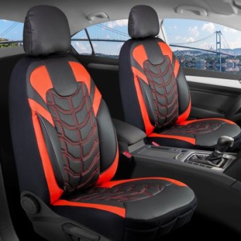 3D Δερμάτινα καλύμματα καθισμάτων Streetech Classy - μαύρο χρώμα με κόκκινες λεπτομέρειες