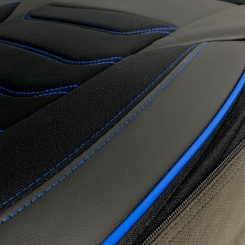 3D Δερμάτινα καλύμματα καθισμάτων Streetech Carbon - μαύρο χρώμα με μπλε ραφές
