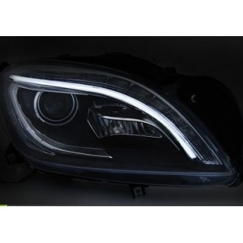 Φανάρια εμπρός Mercedes ML W166 (2011-2016) led , μαύρα , με λάμπες (Η9) - σετ 2τμχ.