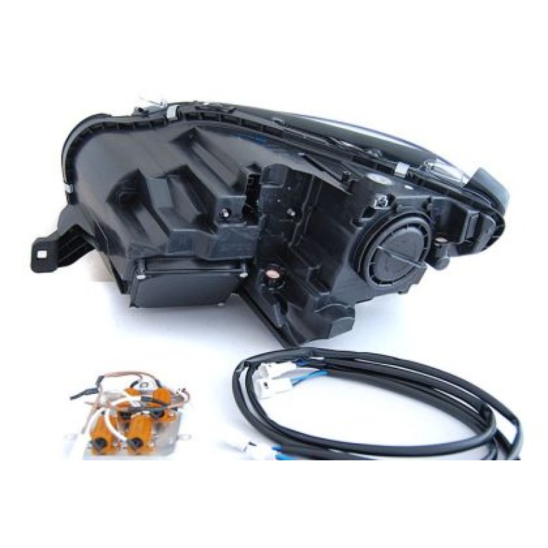 Φανάρια εμπρός Mercedes ML W166 (2011-2016) led , μαύρα , με λάμπες (Η9) - σετ 2τμχ.