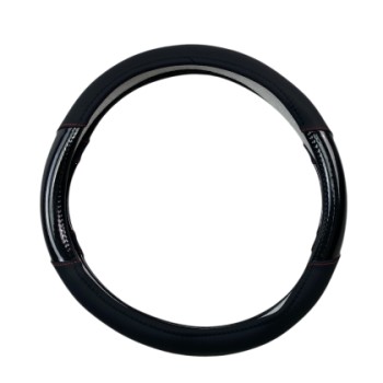 Δερμάτινο κάλυμμα τιμονιού 38 cm - Carbon - κόκκινες ραφές - 1 τμχ.