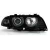 Φανάρια εμπρός angel eyes με CCFL για BMW E46 sedan (1998-2001) - μαύρα , με λάμπες (Η1) - σετ 2τμχ.