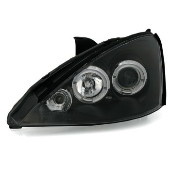 Φανάρια εμπρός angel eyes για Ford Focus (1998-2001) - μαύρα , με λάμπες (Η1) - σετ 2τμχ.