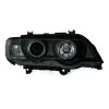 Φανάρια εμπρός με φώτα ημέρας led και angel eyes για BMW X5 (1999-2003) - μαύρα , με λάμπες (Η1) - σετ 2τμχ.