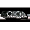 Φανάρια εμπρός με φώτα ημέρας led και angel eyes για BMW X5 (1999-2003) - μαύρα , με λάμπες (Η1) - σετ 2τμχ.