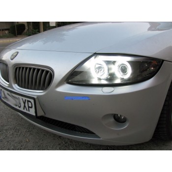 Φανάρια εμπρός angel eyes για BMW Z4 (2003-2009) - CCFL , μαύρα , με λάμπες (Η1) - σετ 2τμχ.