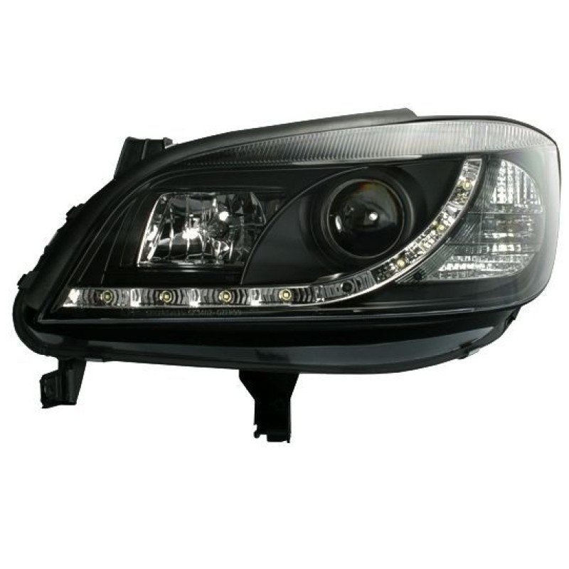 Φανάρια εμπρός led για Opel Zafira A (1999-2005) - μαύρα , με λάμπες (Η1) - σετ 2τμχ.