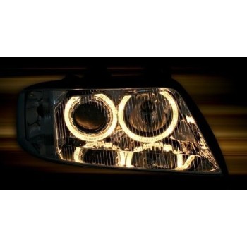 Φανάρια εμπρός angel eyes για Audi A6 (2001-2003) - chrome , χωρίς λάμπες (Η7) - σετ 2τμχ.