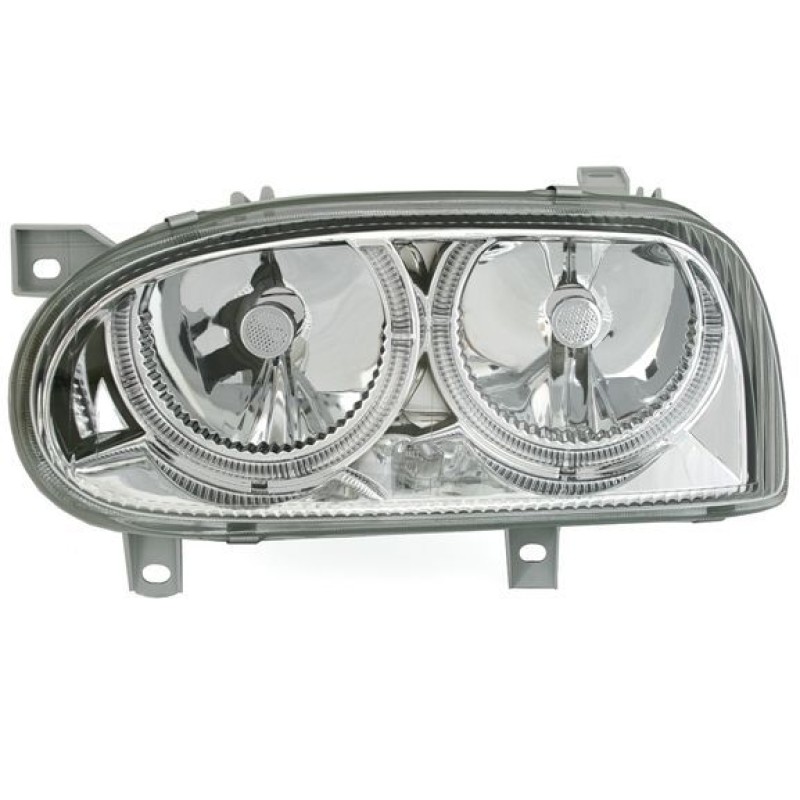 Φανάρια εμπρός angel eyes για Vw Golf 3 R32 design - chrome , με λάμπες (Η1) - σετ 2τμχ.