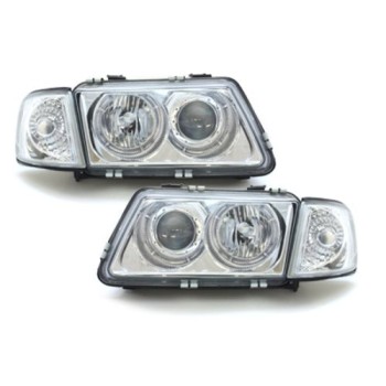 Φανάρια εμπρός angel eyes για Audi A3 (1996-2000) - chrome , χωρίς λάμπες (Η7) - σετ 2τμχ.