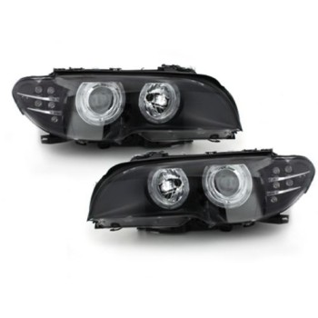 Φανάρια εμπρός angel eyes για BMW E46 coupe με led φλας (2003-2006) , χωρίς λάμπες (Η7) - σετ 2τμχ.