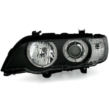 Φανάρια εμπρός angel eyes για BMW X5 E53 (1999-2003) - μαύρα , χωρίς λάμπες (Η7) - σετ 2τμχ.