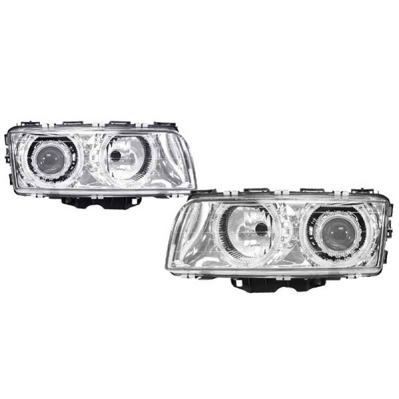 Φανάρια εμπρός angel eyes για BMW E38 (1994-1998) - chrome , χωρίς λάμπες (Η7) - σετ 2τμχ.