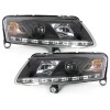 Φανάρια εμπρός για Audi A6 με φώτα ημέρας led (2004-2007) - μαύρα , με λάμπες (Η1) - σετ 2τμχ.