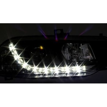 Φανάρια εμπρός led για Alfa Romeo 156 (1997-2003) - μαύρα , με λάμπες (Η1) - σετ 2τμχ.