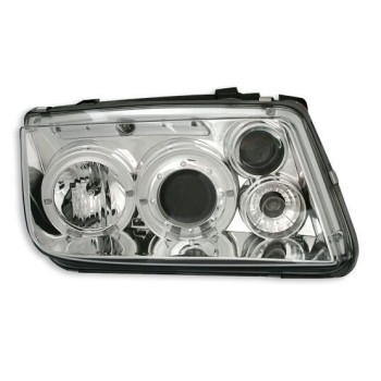 Φανάρια εμπρός angel eyes για Vw Bora - chrome , με λάμπες (Η1) - σετ 2τμχ.