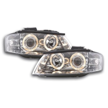 Φανάρια εμπρός angel eyes για Audi A3 (2003-2008) - chrome , χωρίς λάμπες (Η7) - σετ 2τμχ.