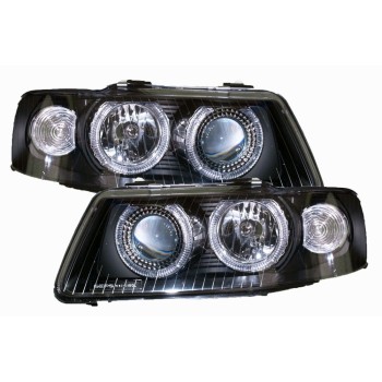 Φανάρια εμπρός angel eyes για Audi A3 (2003-2008) - μαύρα , χωρίς λάμπες (Η7) - σετ 2τμχ.