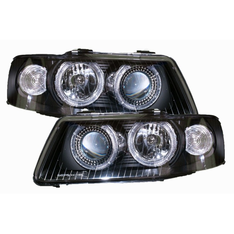 Φανάρια εμπρός angel eyes για Audi A3 (2003-2008) - μαύρα , χωρίς λάμπες (Η7) - σετ 2τμχ.