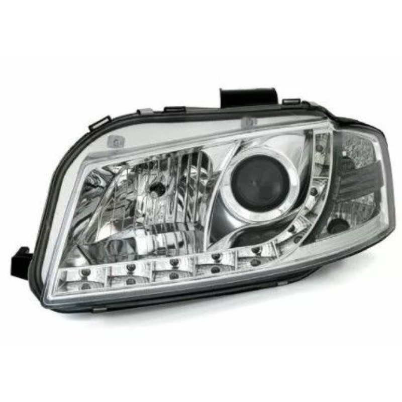 Φανάρια εμπρός led Dayline για Audi A3 (2003-2008) - χρωμίου , με λάμπες (Η1) - σετ 2τμχ.