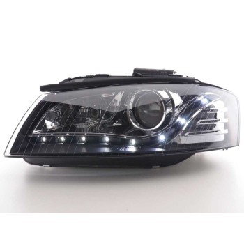 Φανάρια εμπρός led Dayline για Audi A3 (2003-2008) - μαύρα , χωρίς λάμπες (Η7) - σετ 2τμχ.