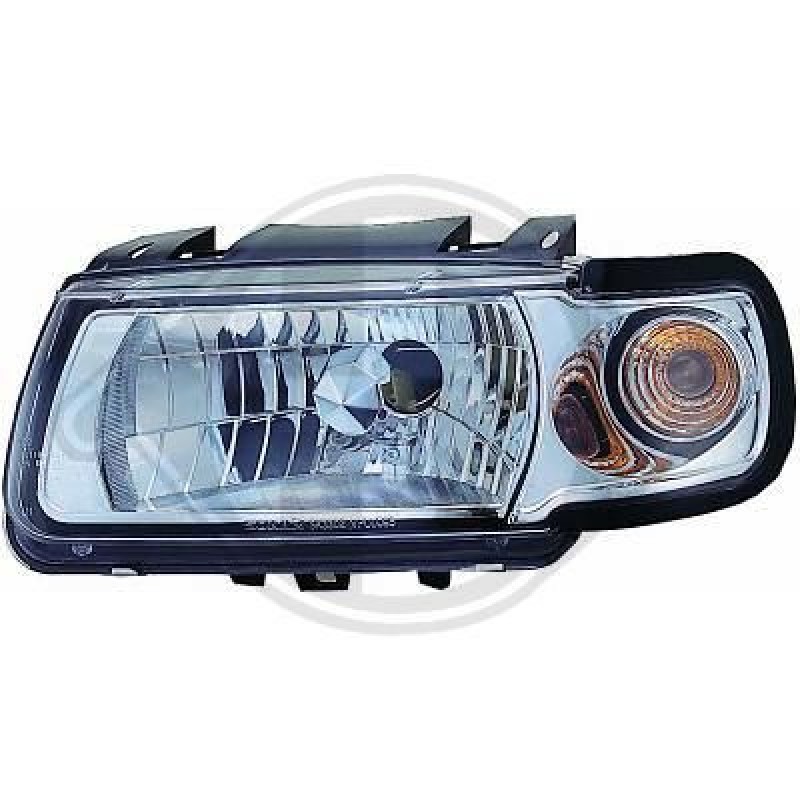 Φανάρια εμπρός για Vw Polo 6N (1994-1999) - chrome , με λάμπες (Η1) - σετ 2τμχ.