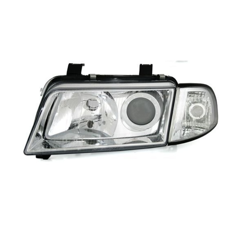 Φανάρια εμπρός για Audi A4 (1995-1999) - chrome , με λάμπες (Η1) - σετ 2τμχ.