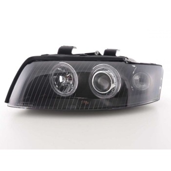 Φανάρια εμπρός angel eyes για εργοστασιακά xenon για Audi A4 (2001-2004) - μαύρα , χωρίς λάμπες (Η7) - σετ 2τμχ.