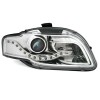 Φανάρια εμπρός led για Audi A4 B7 (2004-2008) - chrome , με λάμπες (Η1) - σετ 2τμχ.