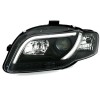 Φανάρια εμπρός led Lightbar Design για Audi A4 B7 (2004-2008) - μαύρα , με λάμπες (Η1) - σετ 2τμχ.