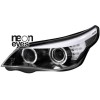 Φανάρια εμπρός angel eyes led για BMW E60 (2003-2007) - F10-Look , χωρίς λάμπες (Η7) - σετ 2τμχ.