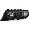 Φανάρια εμπρός angel eyes για BMW E46 sedan (2001-2003) - μαύρα , με λάμπες (Η1) - σετ 2τμχ.