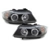 Φανάρια εμπρός angel eyes για BMW E90 (2005-2008) - μαύρα , με λάμπες (Η1) - σετ 2τμχ.