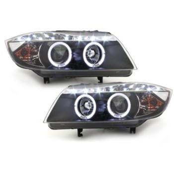 Φανάρια εμπρός led Dayline για BMW E90(2005-2008) - μαύρο , με λάμπες (Η1) - σετ 2τμχ.