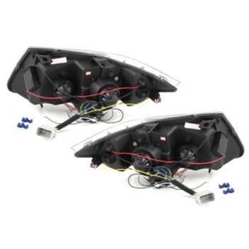 Φανάρια εμπρός led angel eyes για BMW E90(2005-2008) - black , με λάμπες (Η1) - σετ 2τμχ.