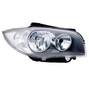 Φανάρια εμπρός για BMW E87 (2004-2011) - chrome ,μαύρα , με λάμπες (Η1) - σετ 2τμχ.