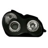 Φανάρια εμπρός για Mercedes C-CLASS W203 sedan (2000-2004) - με angel eyes , μαύρα , με λάμπες (Η1) - σετ 2τμχ.