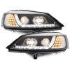 Φανάρια εμπρός led με DRL για Opel Astra G (1998-2004) - μαύρα , με λάμπες (Η1) - σετ 2τμχ.