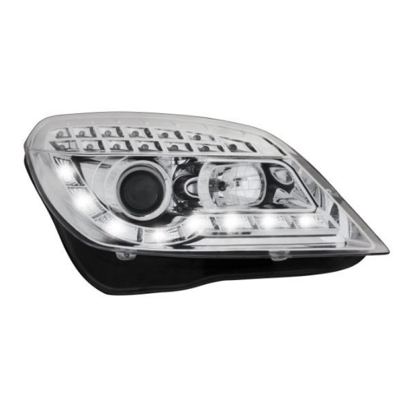 Φανάρια εμπρός led για Opel Astra H (2004-2009) - χρωμίου , με λάμπες (Η1) - σετ 2τμχ.